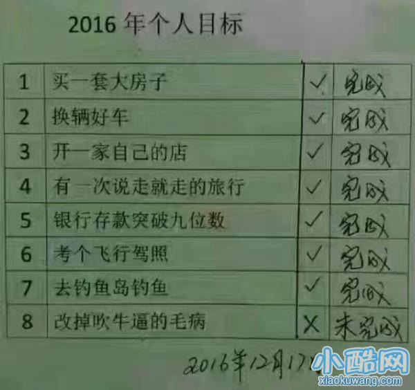 2016年个人目标,最后一项该如何完成